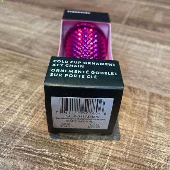 Starbucks holiday 2022 cold cup ornament keychain, sangria pink studded - Picture 2 of 4